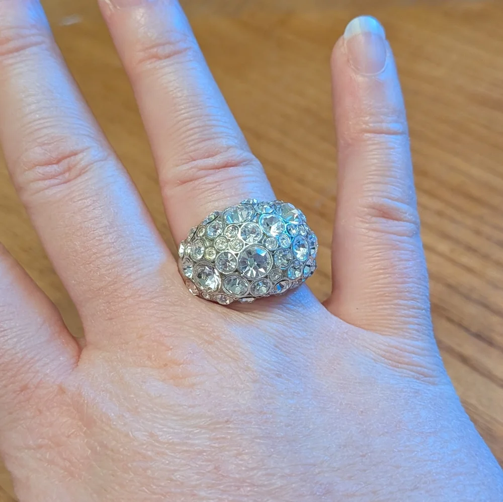 Silver Rhinestone Ring - Picture 1 of 9